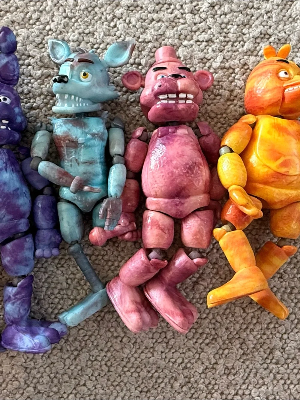 FNAF Tie-Dye set. Tie-Dye Freddy, Bonnie, Chica and Foxy